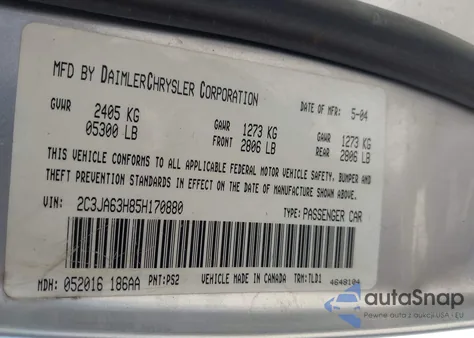 2005 Chrysler 300C from USA, damaged, VIN 2C3JA63H85H170880